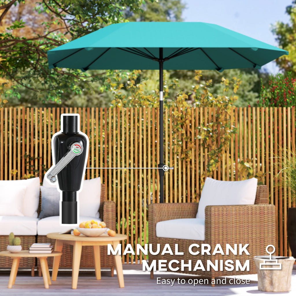 7.6FT Aluminum Patio Umbrella Parasol 8 Ribs Outdoor Market Umbrella with Crank, Push Button Tilt for Deck, Backyard and Lawn, Sky Blue
