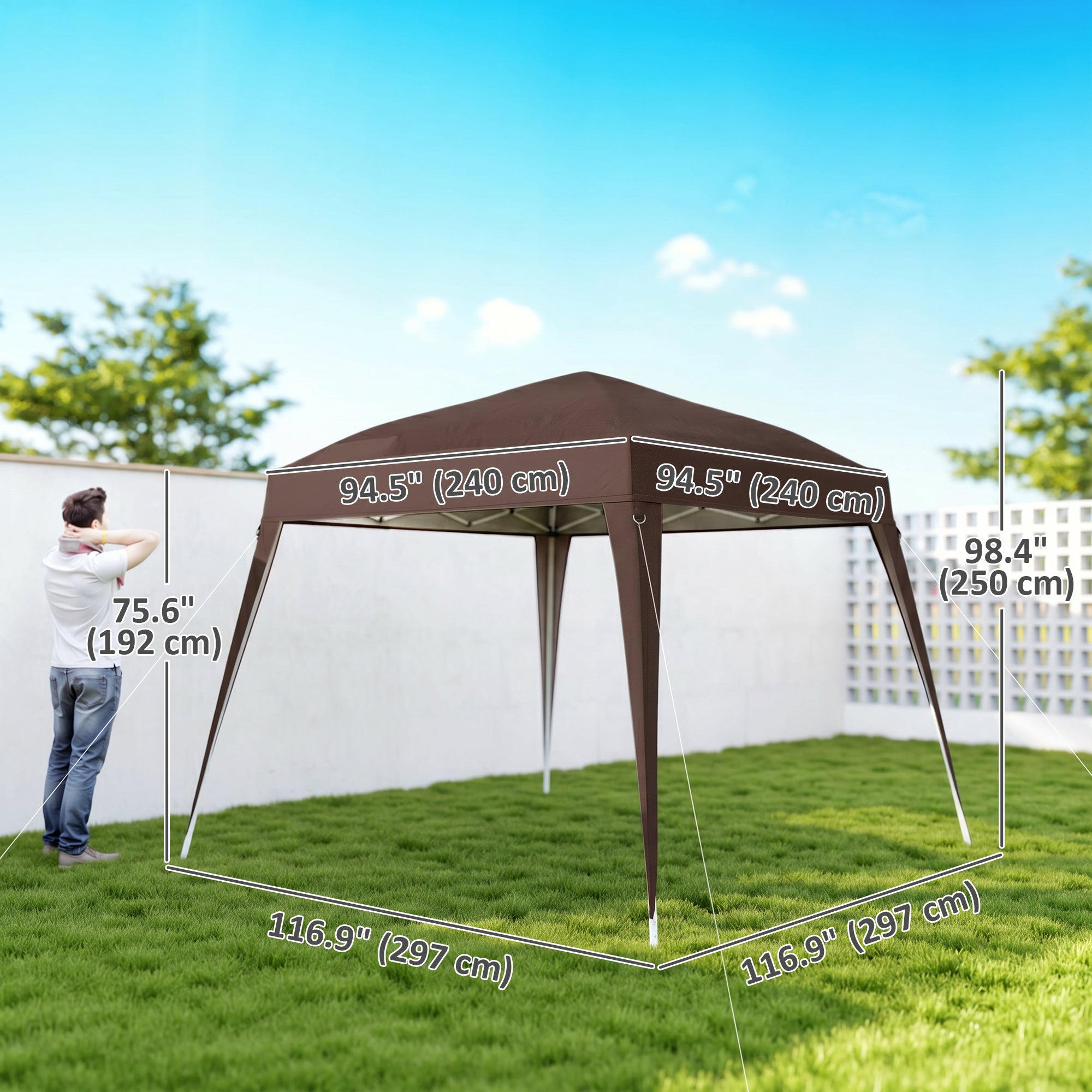 8' x 8' Pop Up Canopy, Outdoor Folding Tent, Portable Party Tent with Carrying Bag for Camping, Party, Picnic, Coffee
