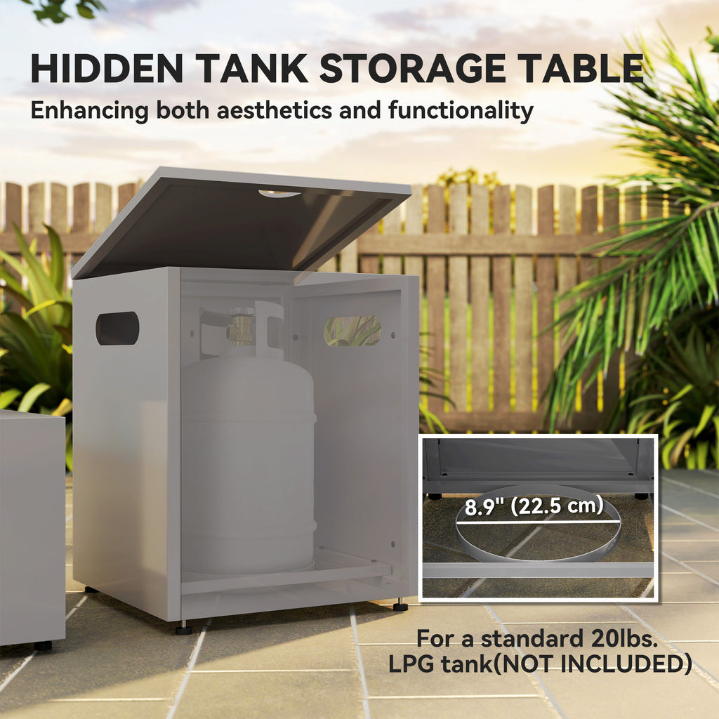 42" Propane Fire Pit Table 50,000 BTU Outdoor Gas Fire Table with Hideaway Propane Tank Holder, Waterproof Cover