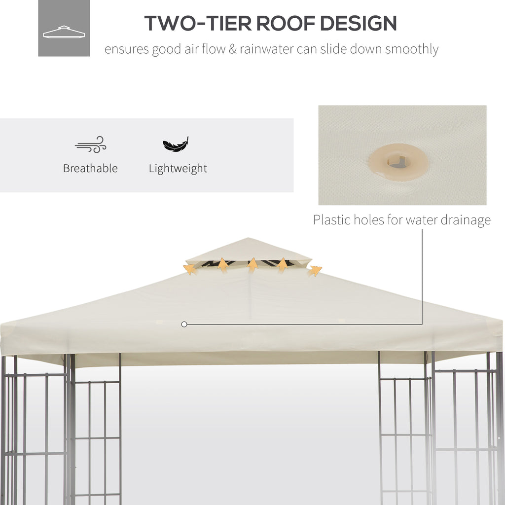 Square2-Tier Gazebo Canopy Replacement Top Cover Water-resistant UV Protected Shade Protection (Cream White)