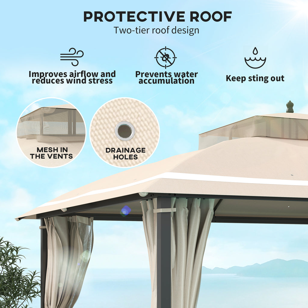 10' x 12' OutdoorÂ Gazebo,Â Double Roof Patio Gazebo Canopy with Netting and Curtains for Garden, Lawn, Backyard, Deck