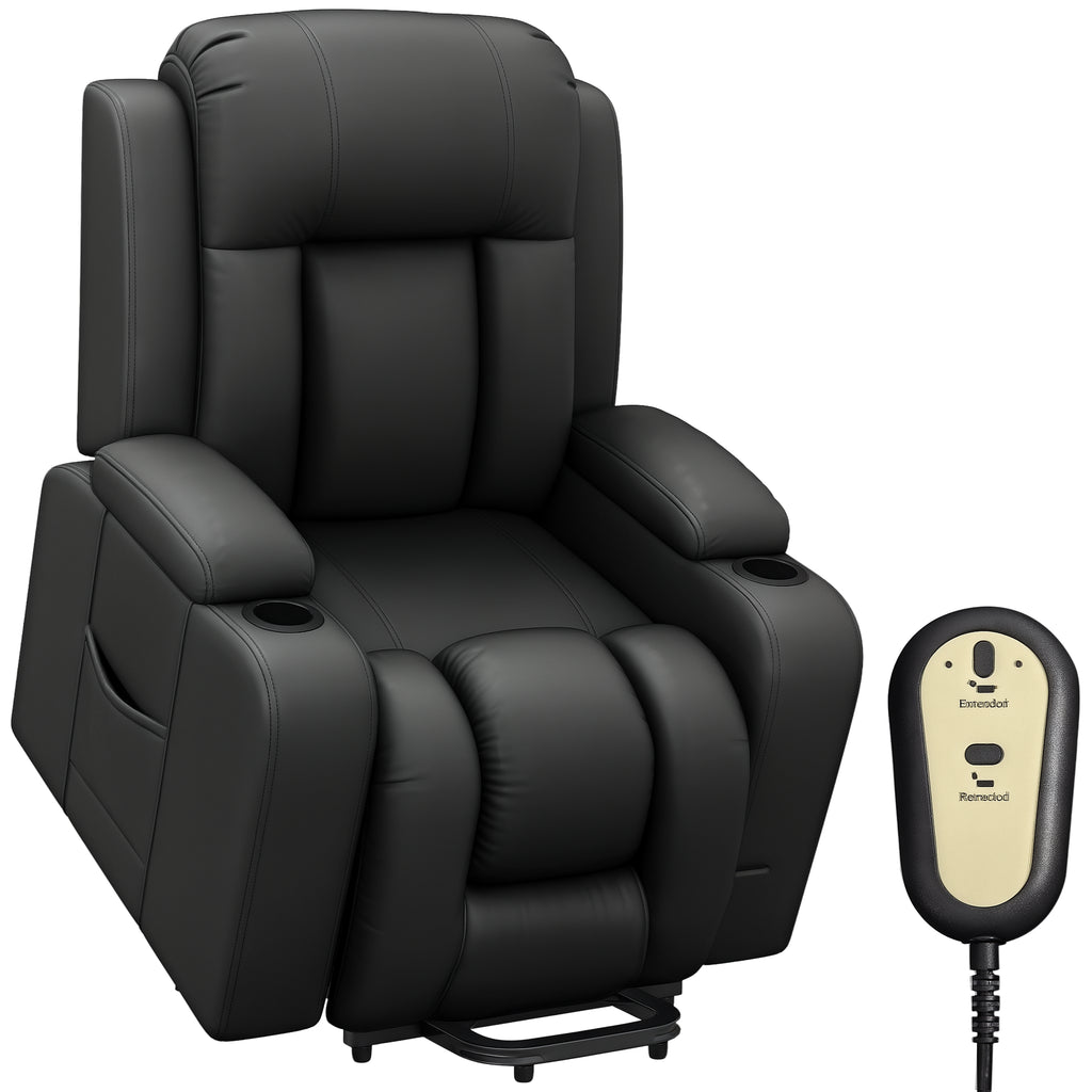 Electric Lift Chair for Elderly, Power Recliner with Footrest, Remote Control, Cup Holders for Living Room, Grey