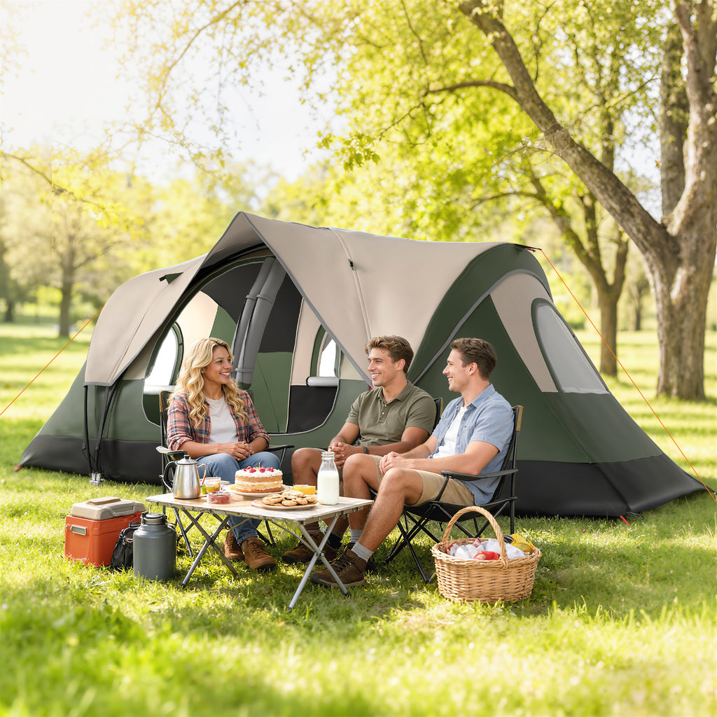 Camping Tent for 6 Man with 2000mm Waterproof Rainfly and Carry Bag for Fishing Hiking Festival, Dark Green