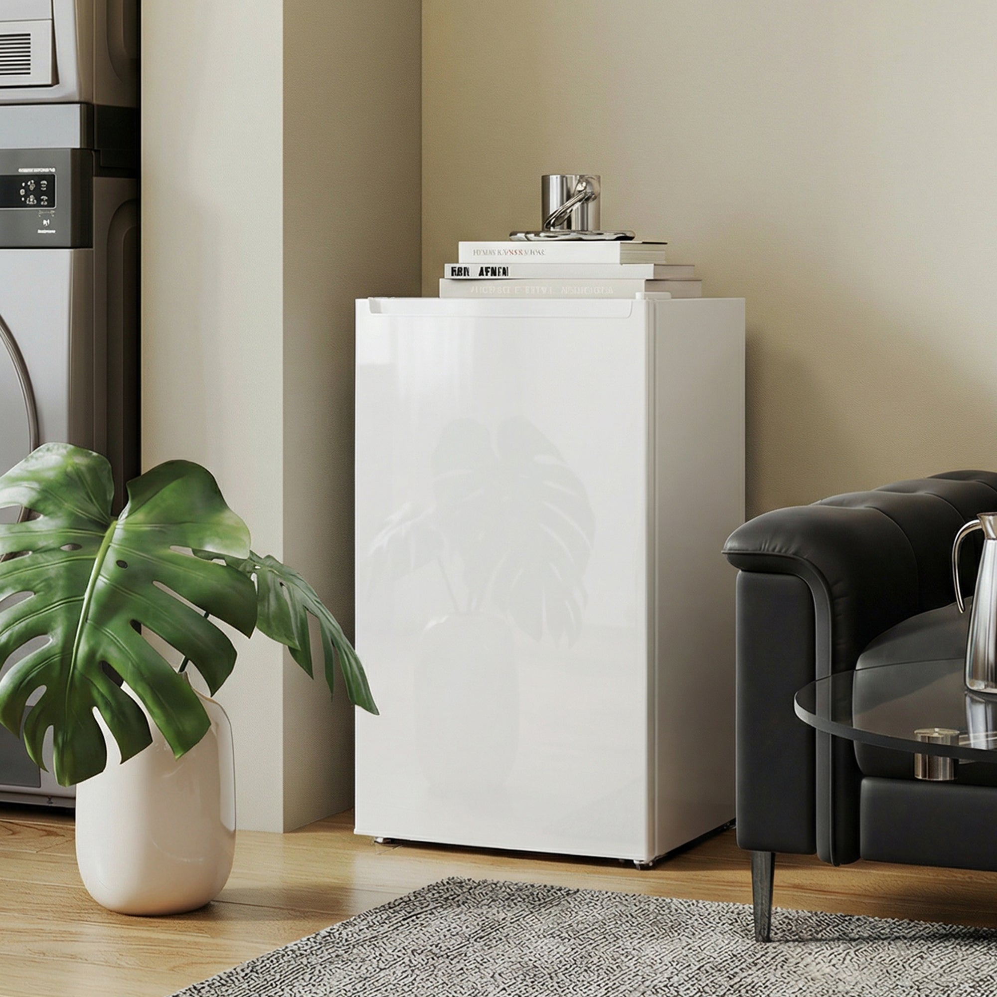 2.1 Cu. Ft. Mini Freezer, Compact Upright Freezer with Reversible Door, Removable Shelf, Adjustable Temperature, White