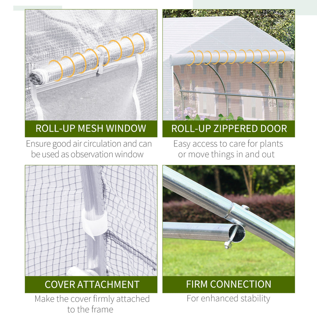11.5'x9.8'x6.6' Portable Walk-In Tunnel Greenhouse Garden Warm House - White