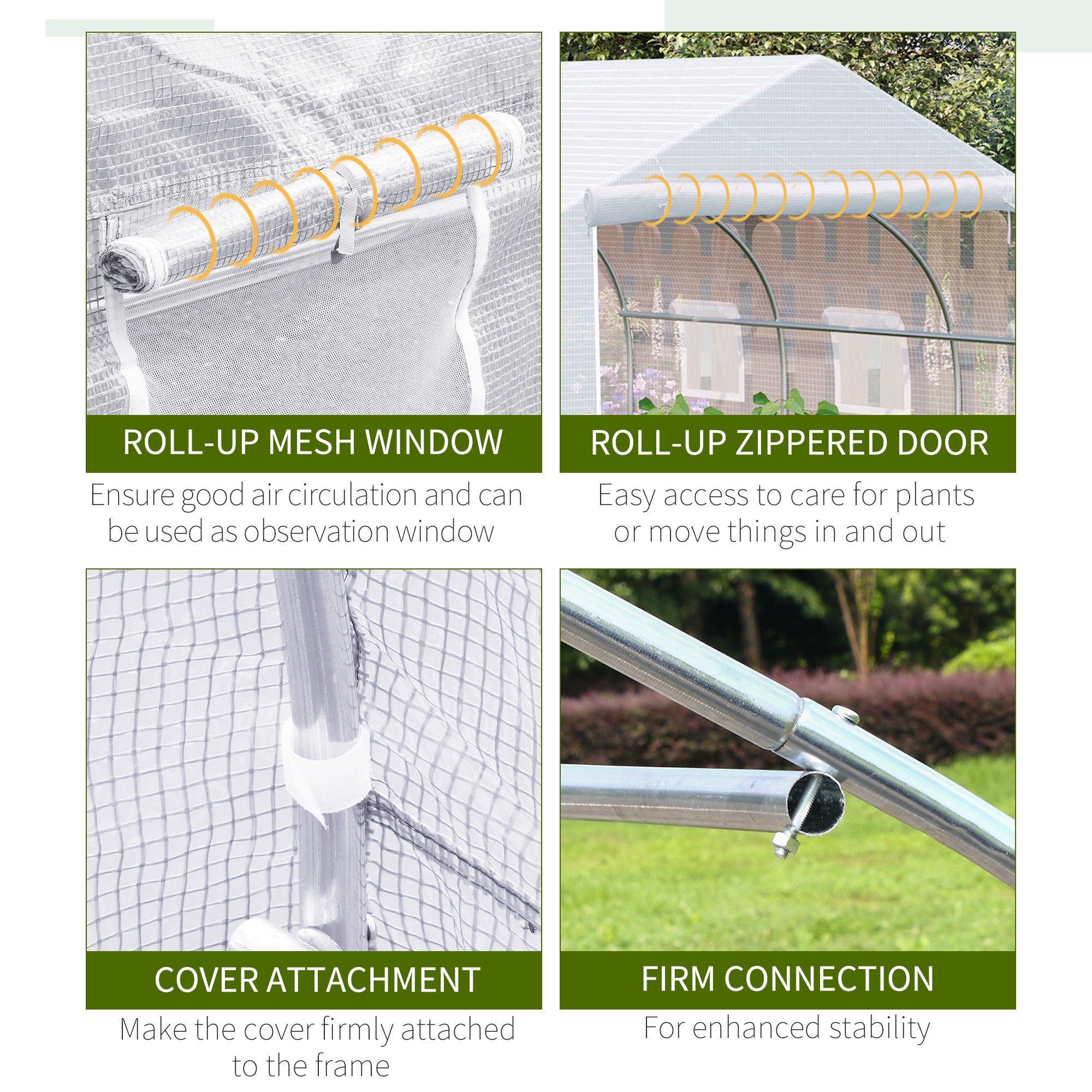 11.5'x9.8'x6.6' Portable Walk-In Tunnel Greenhouse Garden Warm House - White