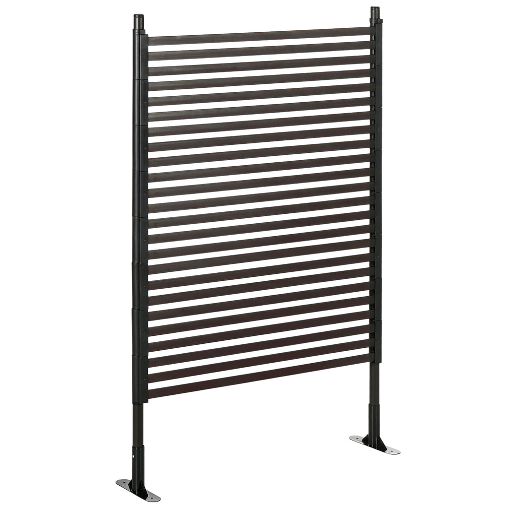 Picket Metal Garden Fence for Hard & Soft Ground, 5 ft(H) Standing Outdoor Fencing with Feet, Animal Barrier Flower Bed Landscape Edging, Brown