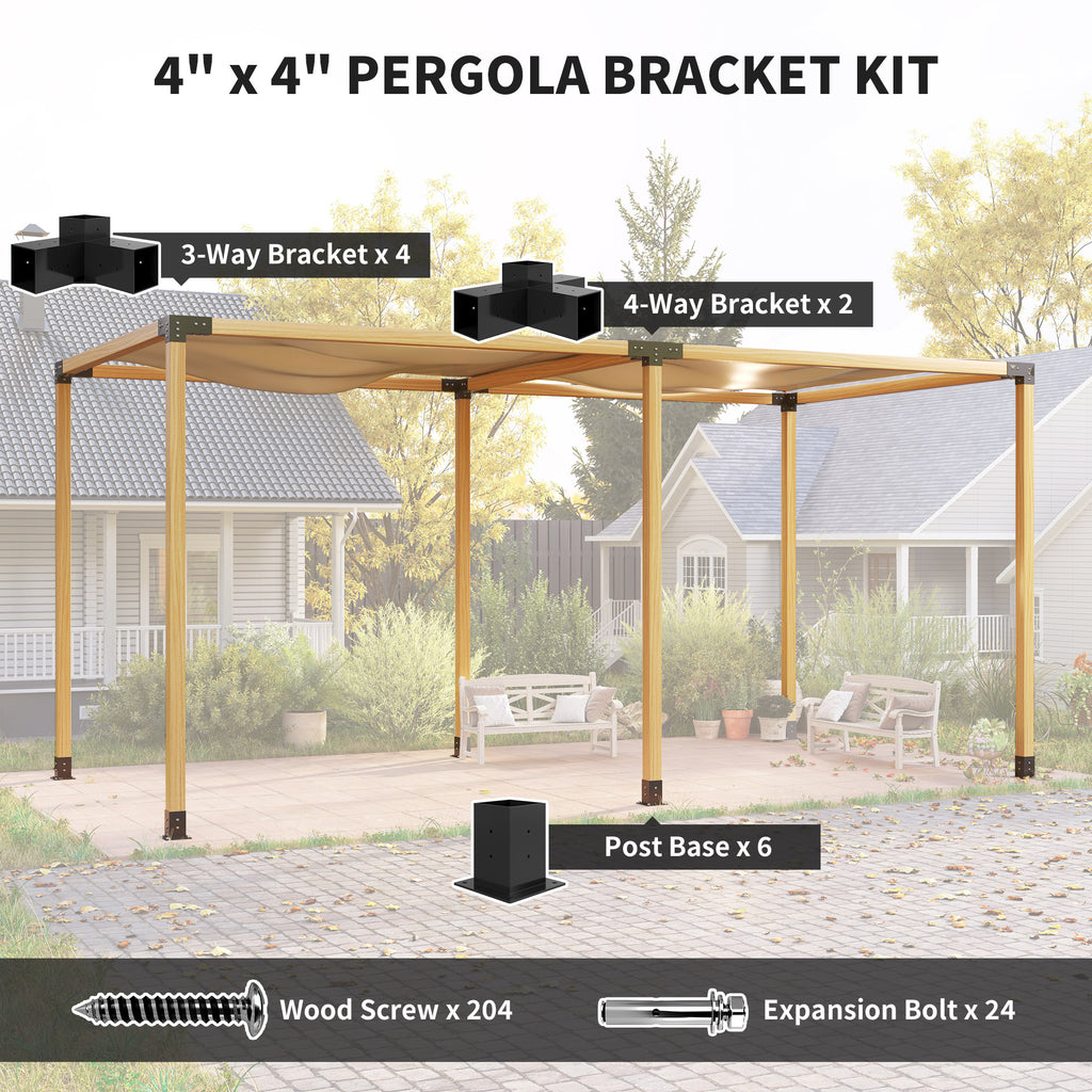 12PCS Pergola Kit, Pergola Brackets with 3-Way & 4-Way Corner Brackets for 4"x4" (Actual 3.6"x3.6") Lumber