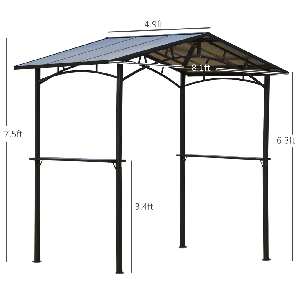 8' x 5' Hardtop Grill Gazebo Aluminium BBQ Canopy Gazebo Outdoor Canopy with Side Shelves