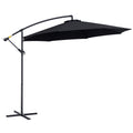 10' Deluxe Patio Umbrella Outdoor Market Parasol Banana Hanging Offset Sunshade Crank Cross Base Black