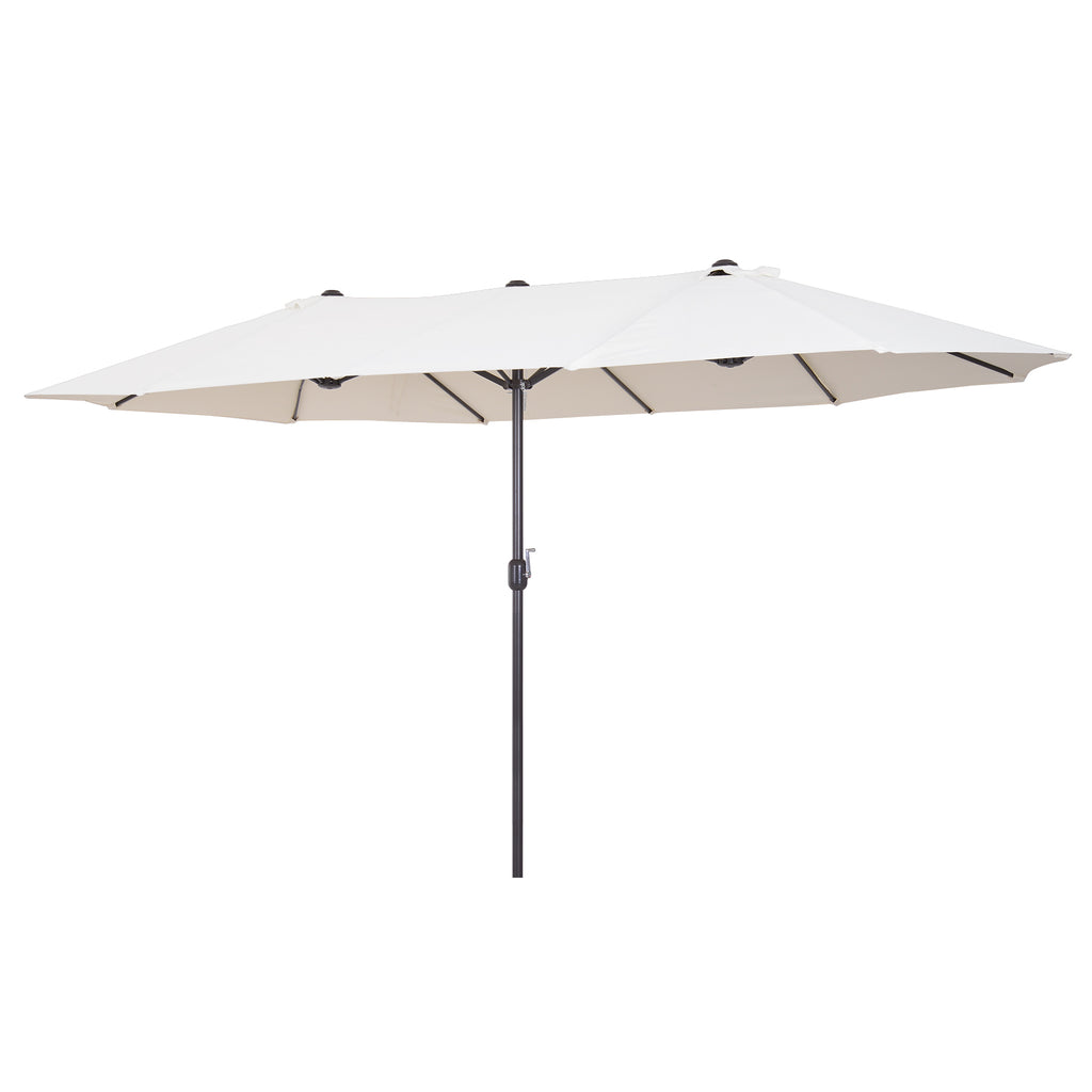 15ft Double-Sided Patio Umbrella Rectangular Parasol Sun Shelter Canopy Shade UV Protection w/ Hand Crank