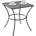 Square Outdoor Side Table, Metal Outdoor Patio Table, Garden Coffee Side Bistro Tables with Mesh Grid Top for Balcony, Porch, Backyard, 17.7" x 17.7" x 19.7", Black