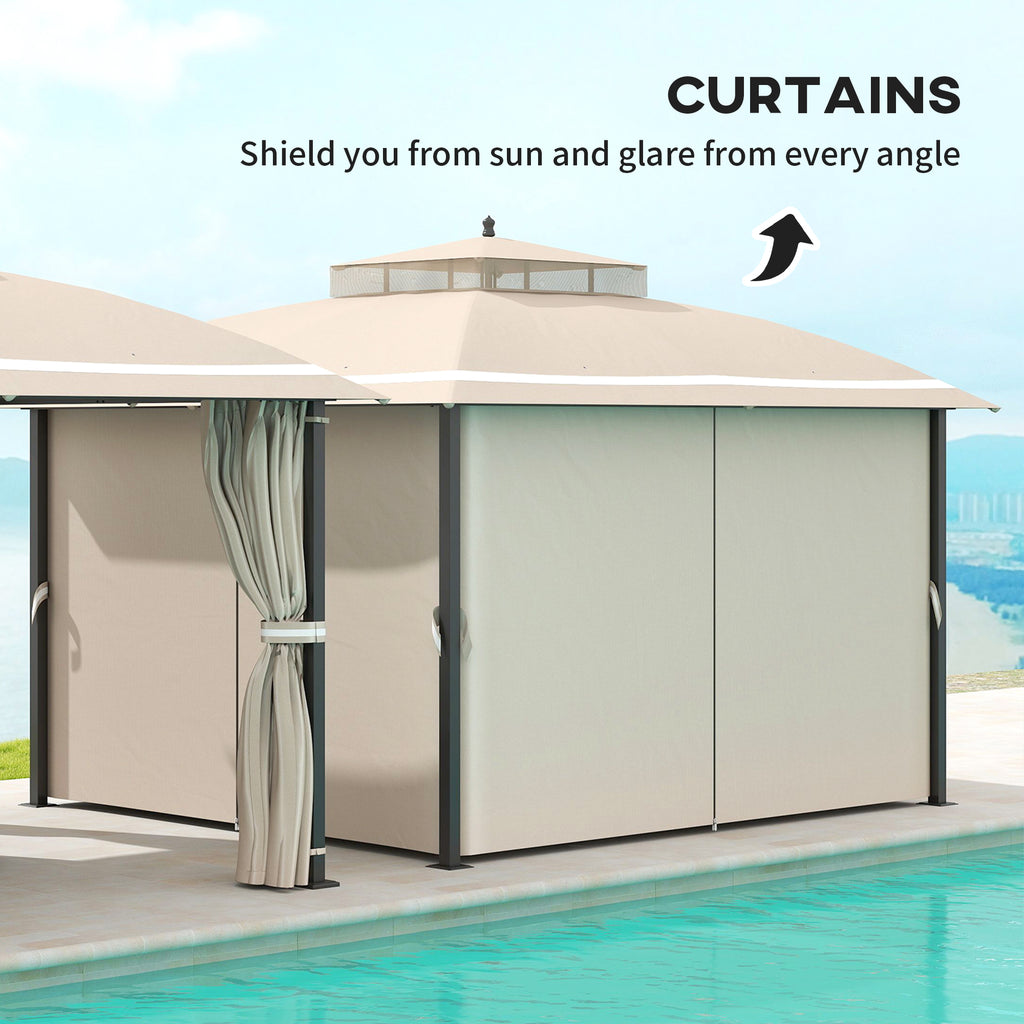 10' x 12' OutdoorÂ Gazebo,Â Double Roof Patio Gazebo Canopy with Netting and Curtains for Garden, Lawn, Backyard, Deck