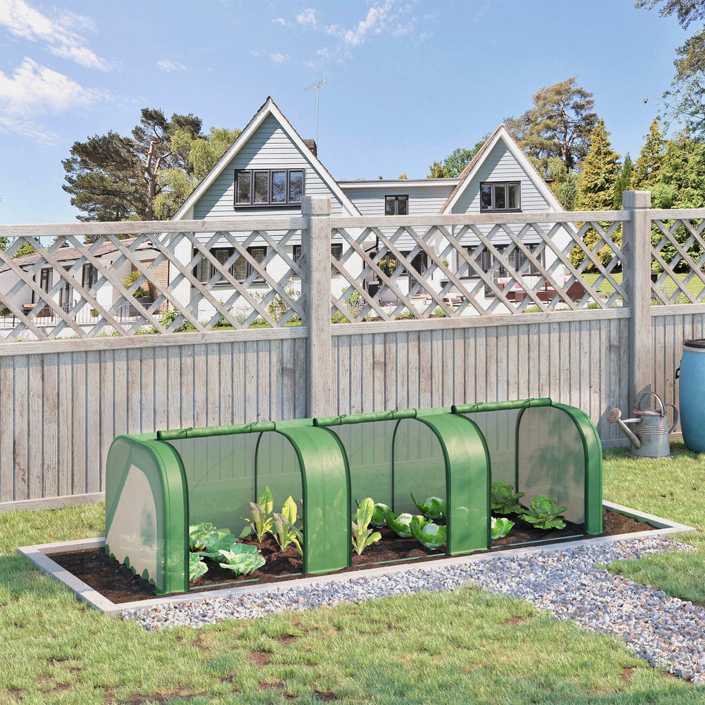 9.7' x 3.3' x 2.5' Mini Tunnel Greenhouse with PE Cover Garden Green Grow Shed with Steel Frame Zipped Doors, Dark Green