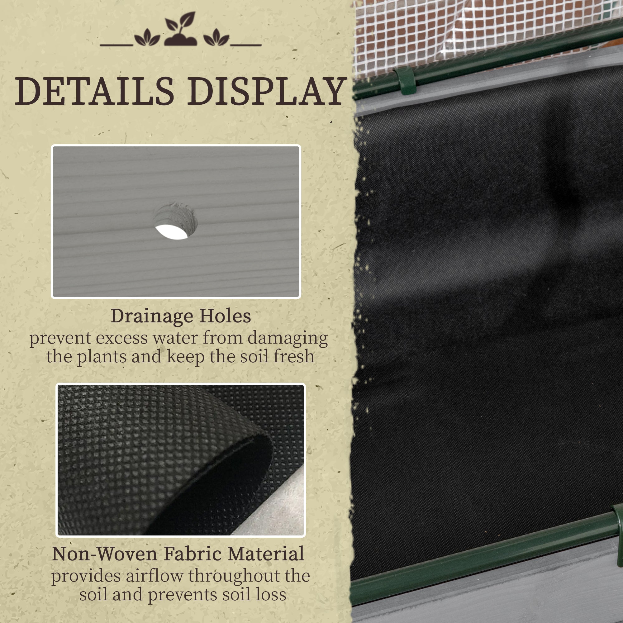 Raised Garden Bed with PE Greenhouse Cover Outdoor Elevated Wood Planter Box for Herbs and Vegetables Dark Gray