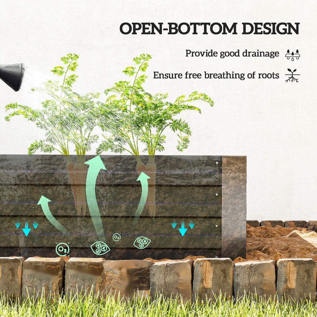 6' x 3' x 1' Raised Garden Bed with 2 Trellis Tomato Cages, Steel Frame Elevated Planter Box, Black