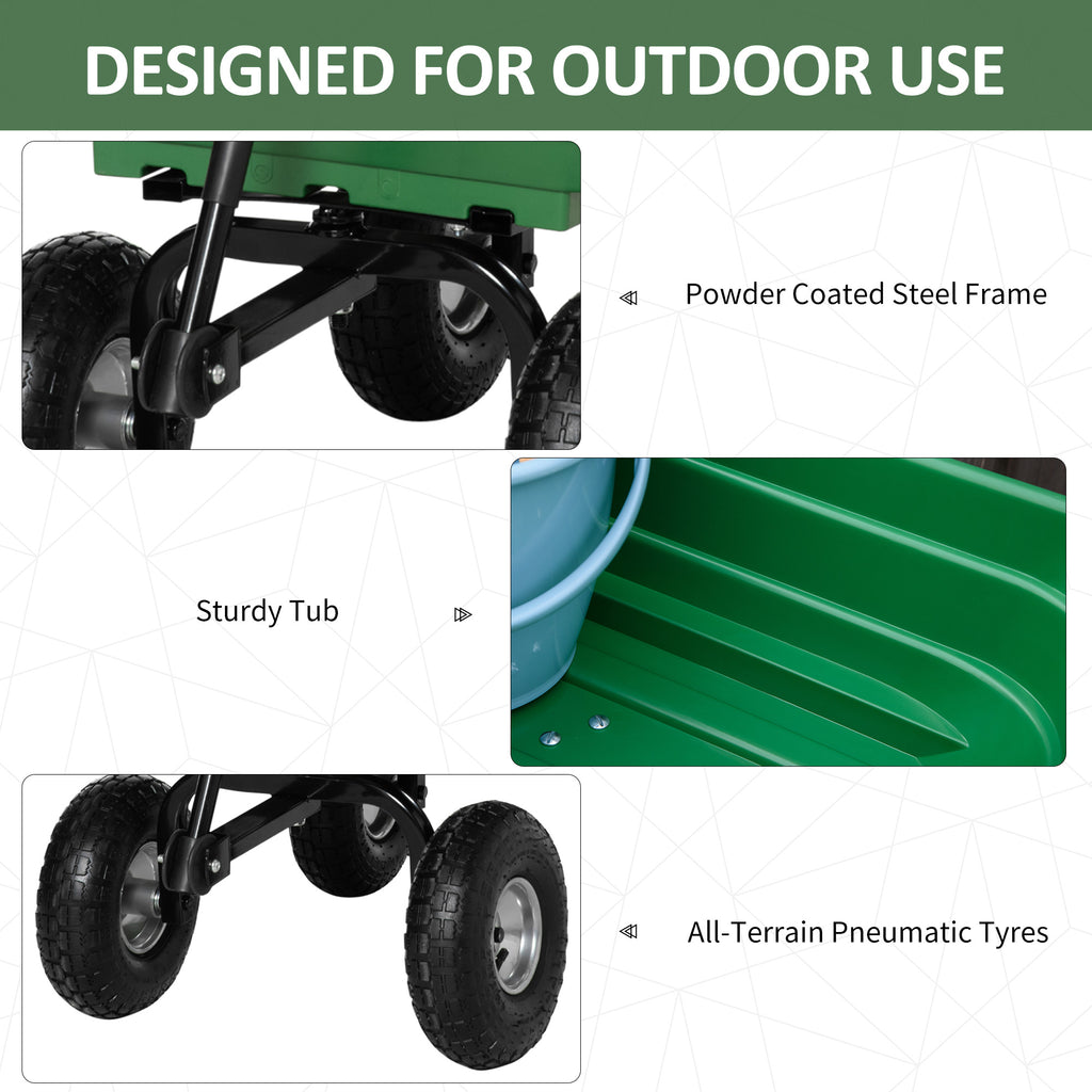 Steel Garden Cart with Handle and 10" Pneumatic Tires, Utility Wagon Cart for Garden, Patio, Lawn, 551 lbs Capacity