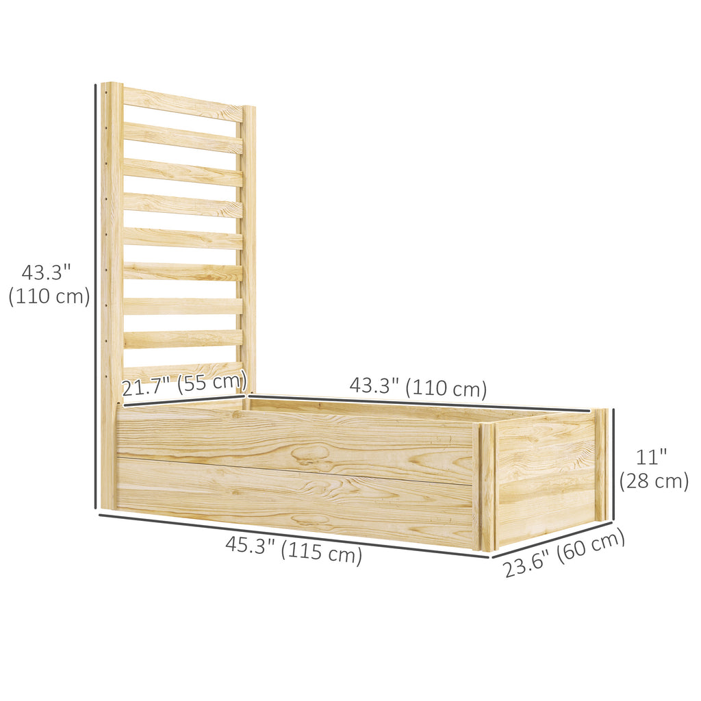 Wood Planter Box with Trellis for Climbing Plants, Raised Garden Bed for Outdoor Flowers Herbs, 91"x24"x43", Natural