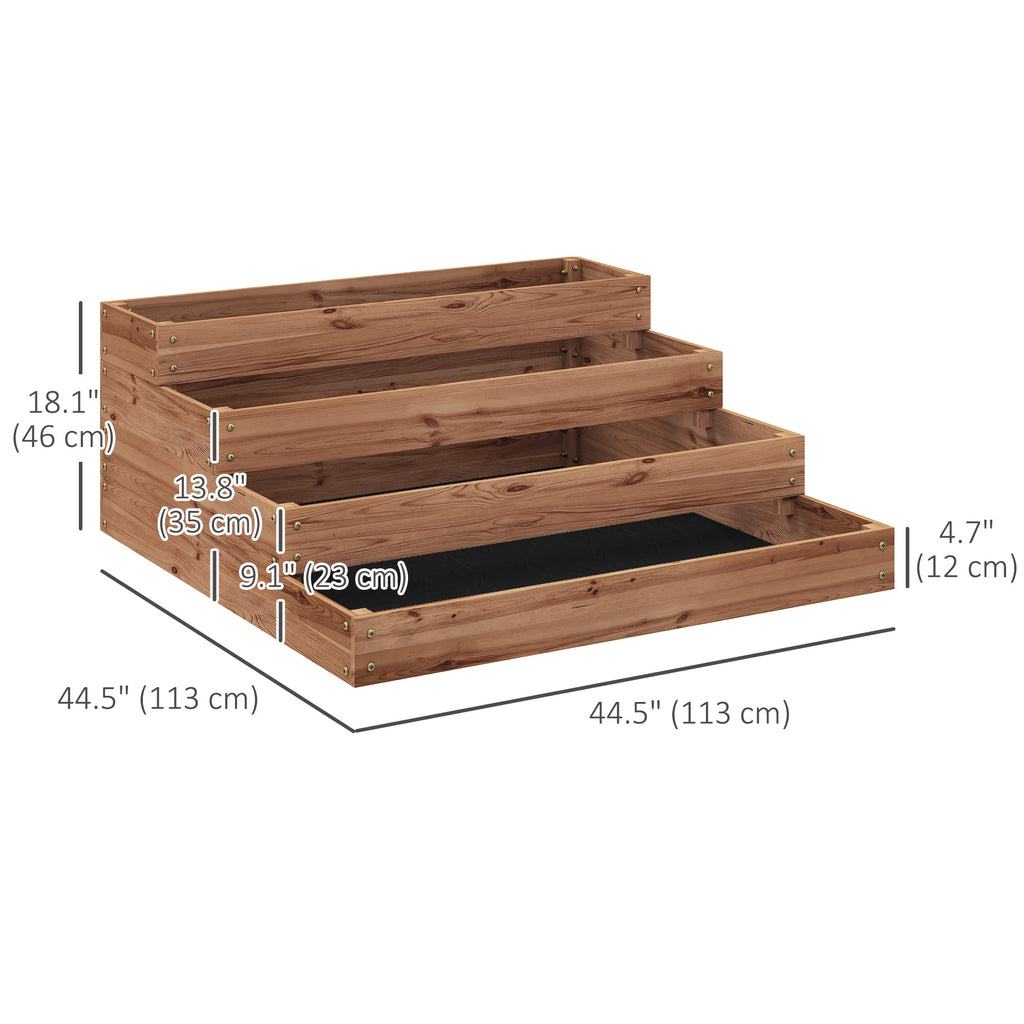 4-Tier Raised Garden Bed, Vertical Wooden Elevated Planter Box Kit with Liner for Vegetable, Flower, Herb, Dark Brown