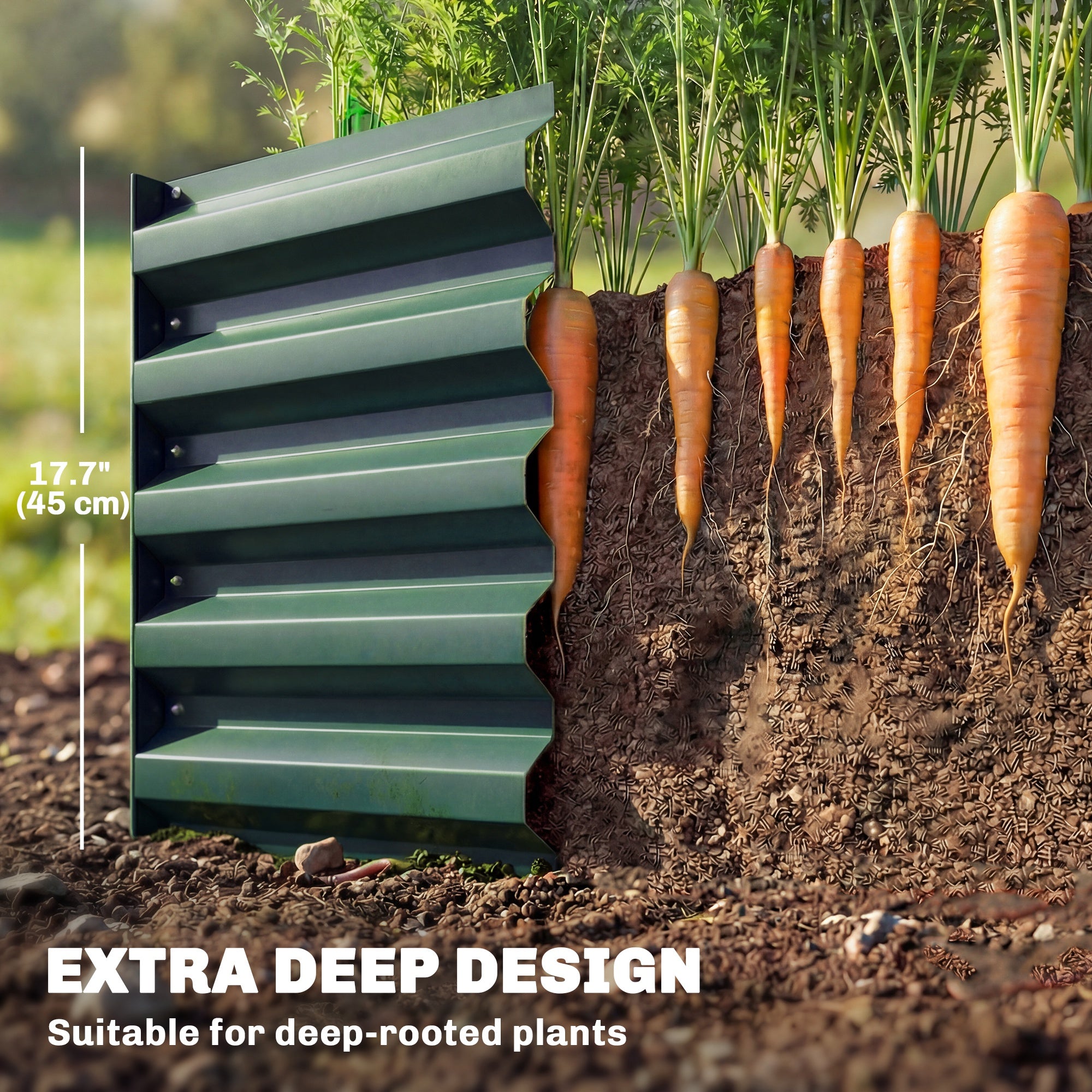 8'x2.6'x1.5' Galvanized Raised Bed, Large Elevated Planter Box for Growing Flowers, Herbs and Vegetables, Green