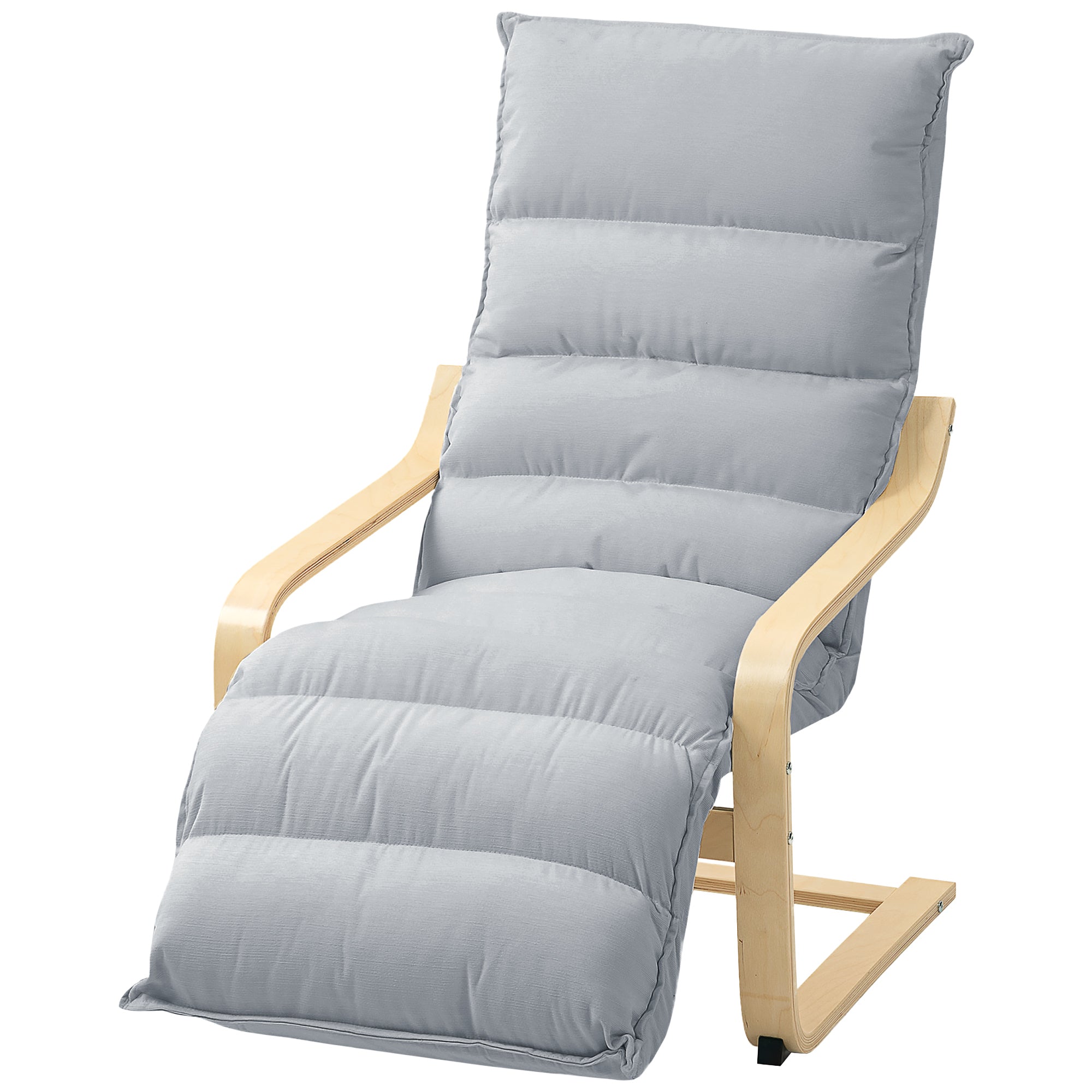Accent Chair, Velvet Upholstered Living Room Chair with Footrest, Wood Frame, Light Grey