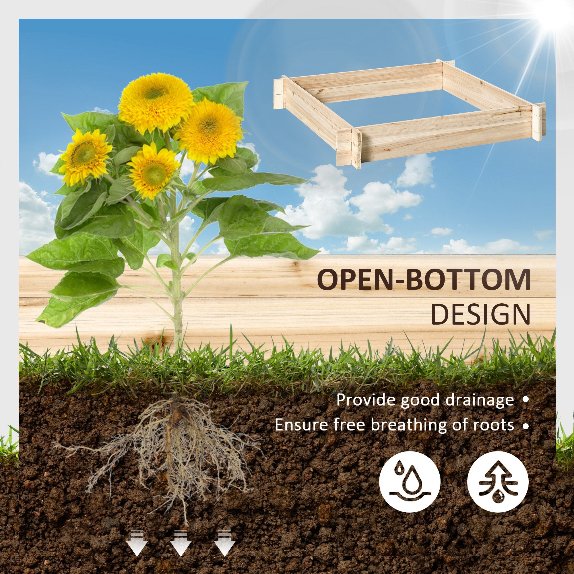 39'' x 39'' Screwless Raised Garden Bed, Wooden Planter Box, Easy DIY Herb Garden for Vegetable Flower Herb Outdoor Lawn Yard Patio