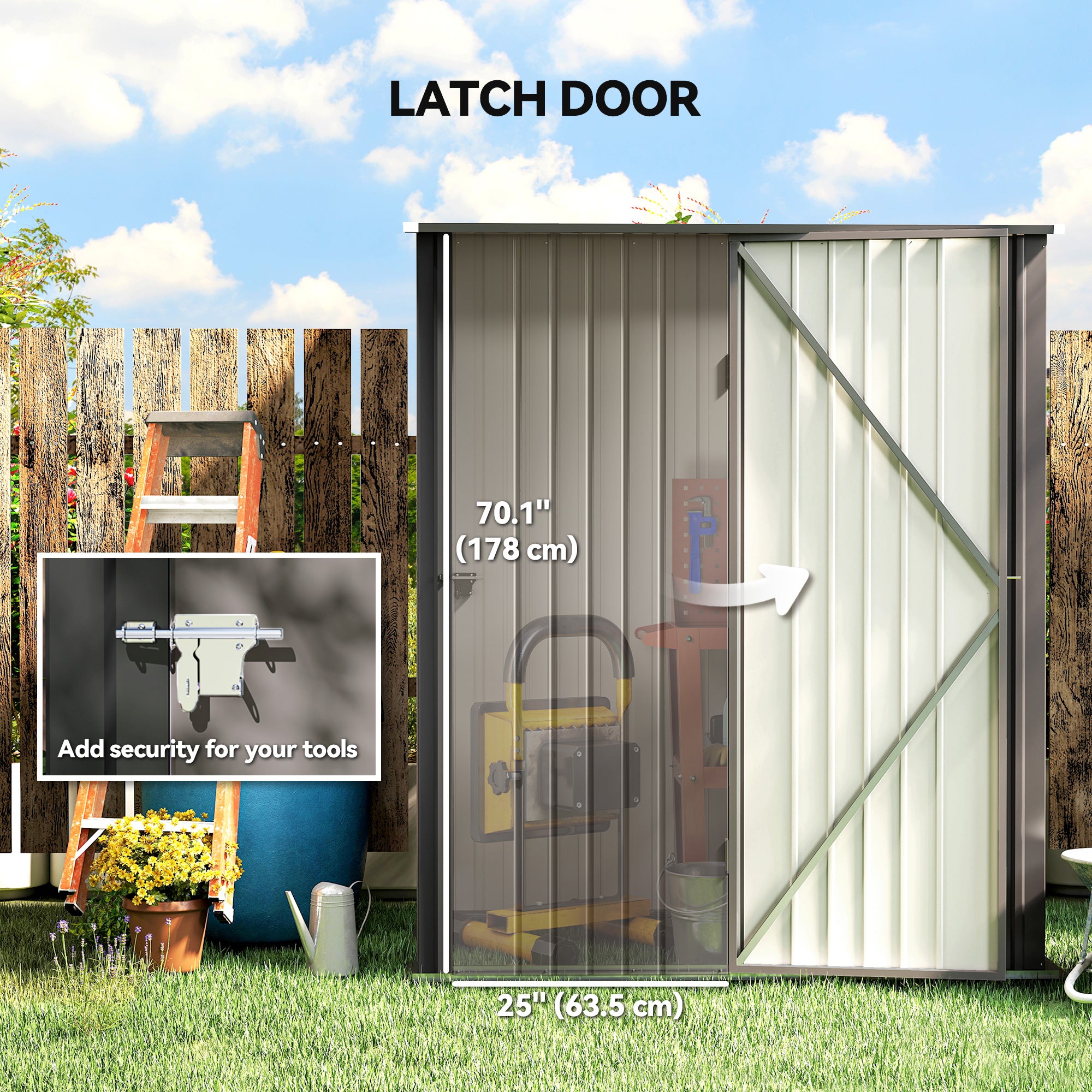 5' x 3' Outdoor Storage Shed, Steel Garden Shed with Single Lockable Door, Tool Storage Shed for Backyard, Light Grey