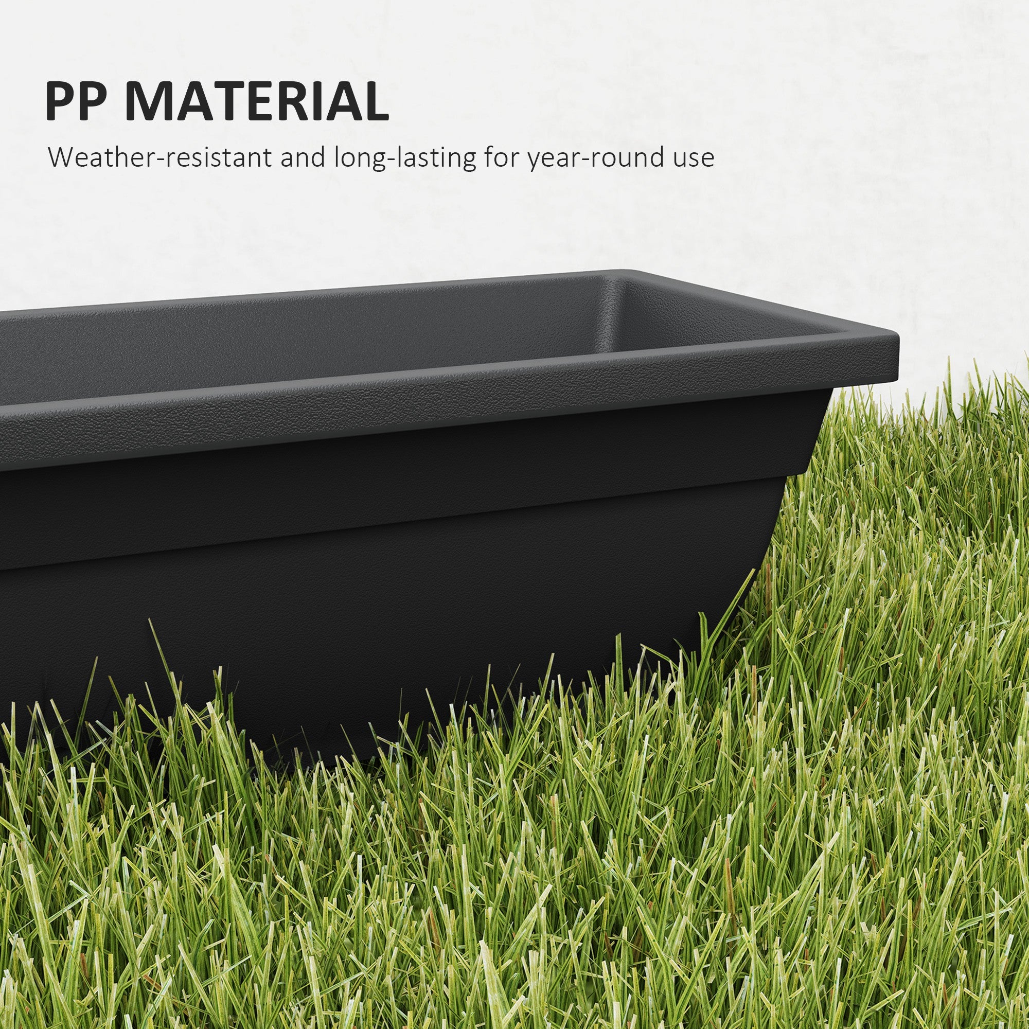 Long Rectangular Flower Plant Pots, 7 Pack 23 Inches Window Boxes Planters for Windowsill, Garden, Black