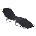Outdoor Folding Chaise Lounge, Reclining Lounge Chair with Adjustable Backrest and Breathable Mesh Fabric, Black