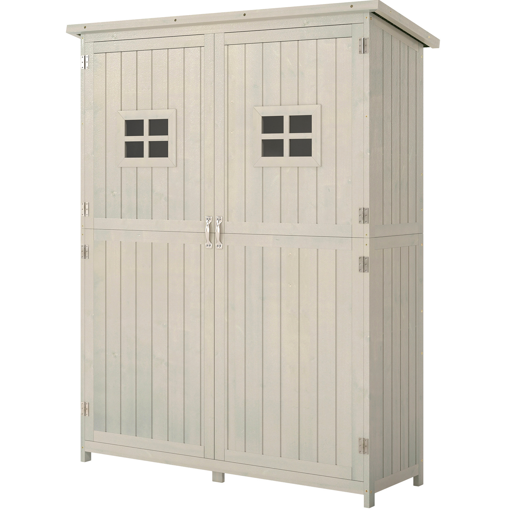 4x1.5ft Wooden Garden Sheds, Outdoor Storage with Windows and Double Door for Gardeners, Grey