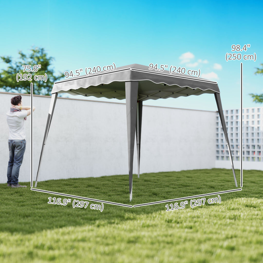 8' x 8' Pop Up Canopy, Outdoor Foldable Tent, Portable Canopy Tent with Carrying Bag for Camping, Party, Picnic, Grey