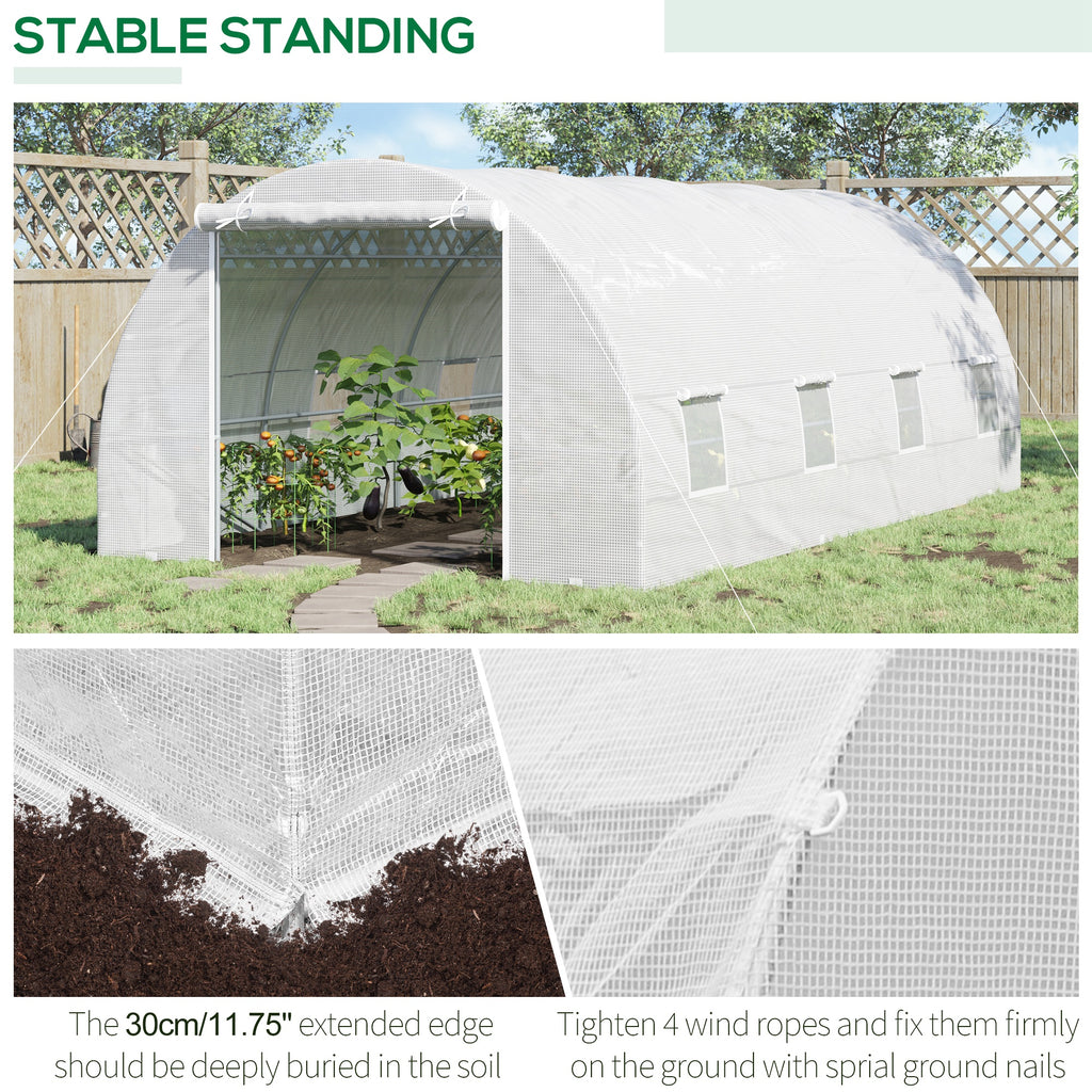 20x10x7ft Heavy Duty Tunnel Walk-in Greenhouse Outdoor Backyard Seed Plant Vegetables Grow Warm House White