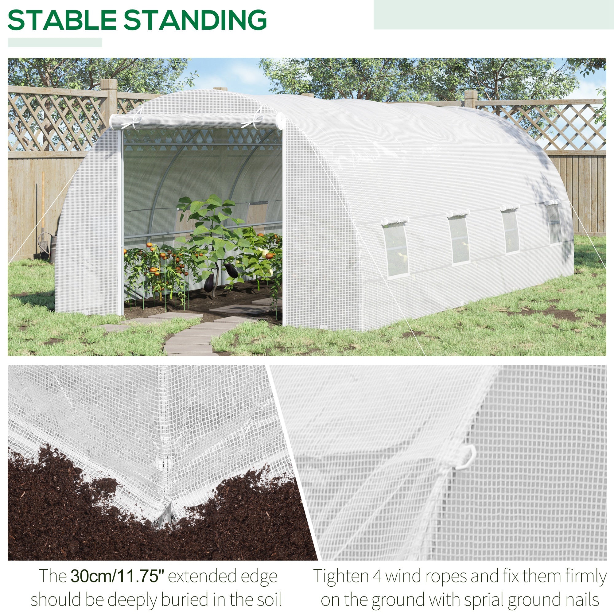 20x10x7ft Heavy Duty Tunnel Walk-in Greenhouse Outdoor Backyard Seed Plant Vegetables Grow Warm House White