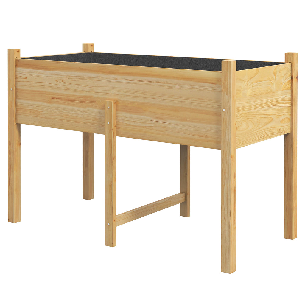 Wooden Raised Planter Box with Drain Holes for Vegetables, Flowers, Outdoor Garden Bed, 45.3x21.7x31.5inch, Natural