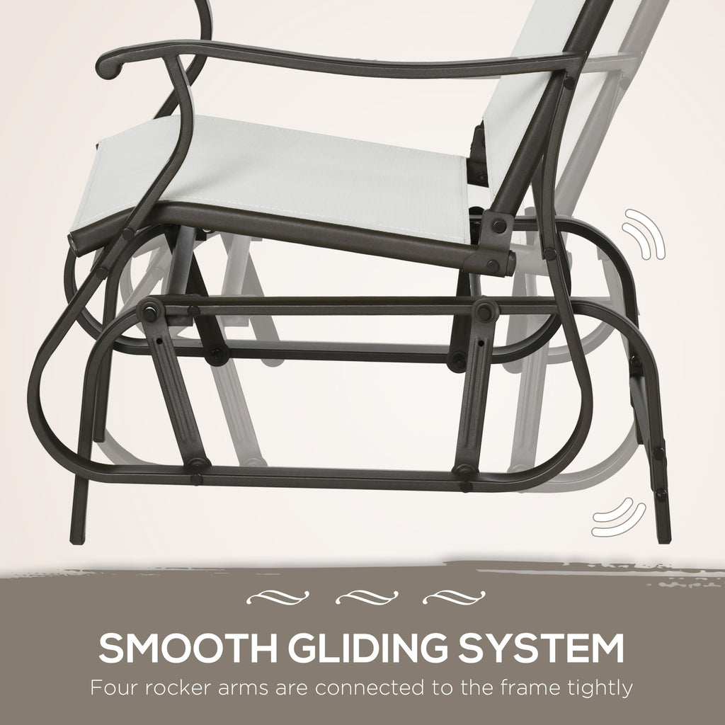 3PCs Gliding Rocking Chair & Bistro Tea Table Set, Cream White