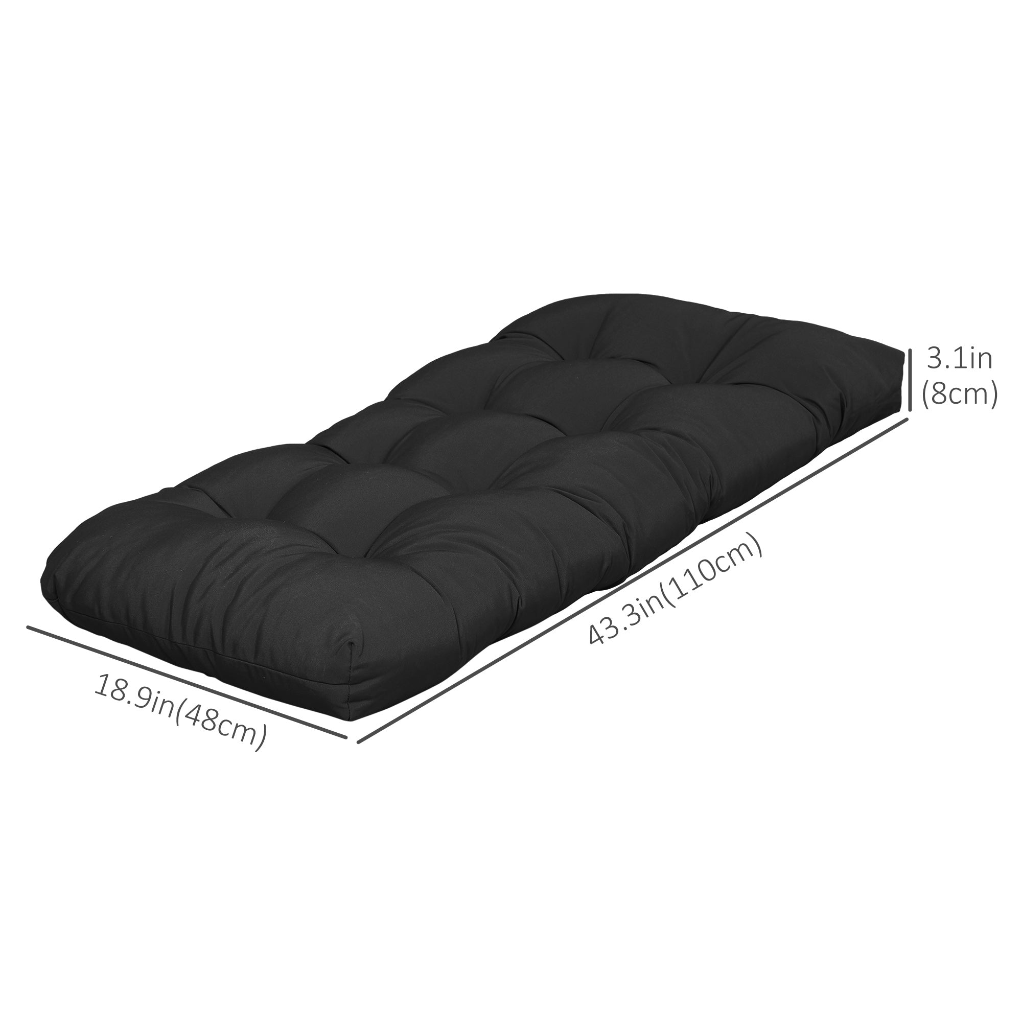 Set of 2 Patio Bench Replacement Cushions, 2 Seater Outdoor Loveseat Cushion Seat Pad, 43" x 19" x 3", Black
