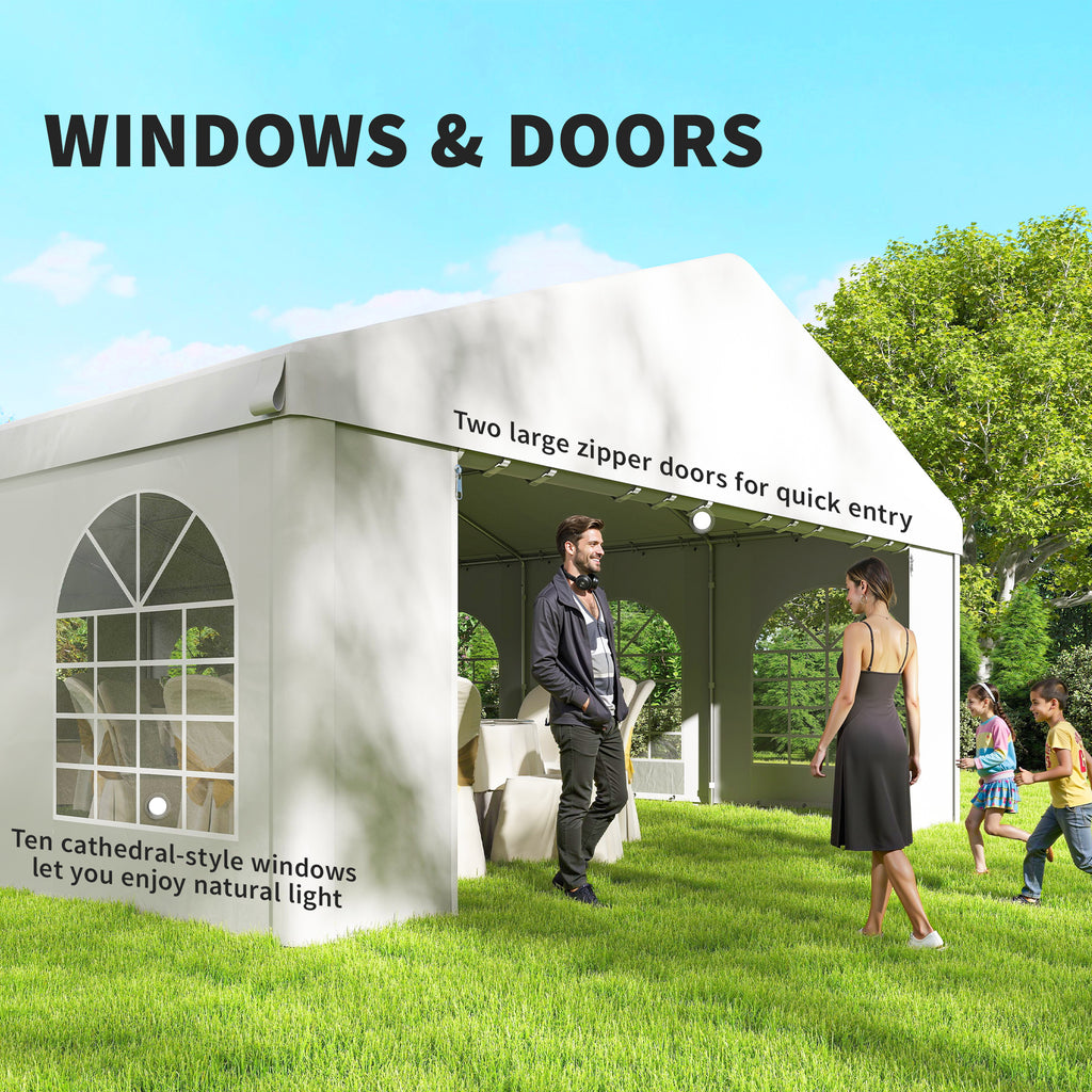 20'x33' Heavy Duty Large Party Tent & Carport with Removable Sidewalls, Portable Garage Canopy Tent, White