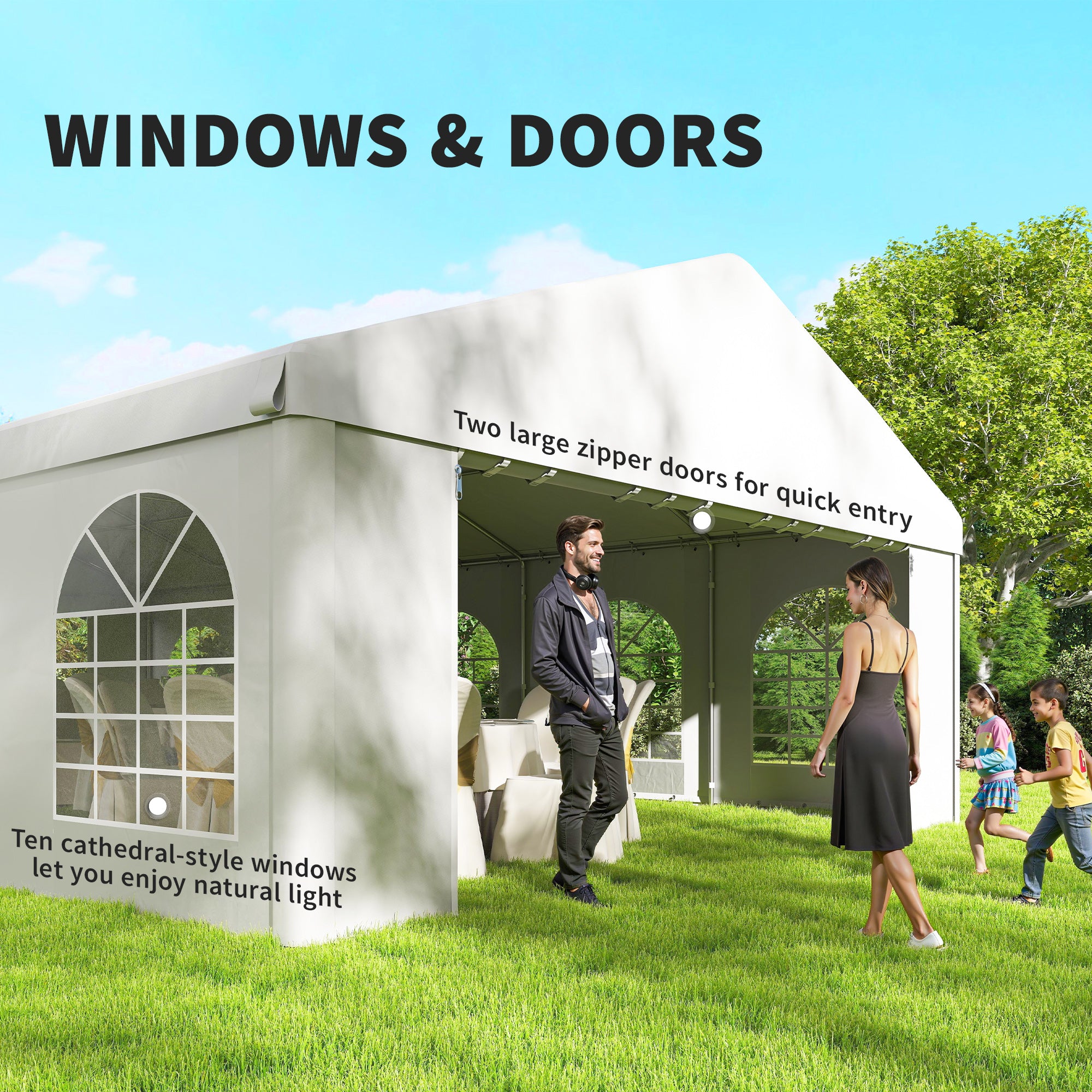 20'x33' Heavy Duty Large Party Tent & Carport with Removable Sidewalls, Portable Garage Canopy Tent, White