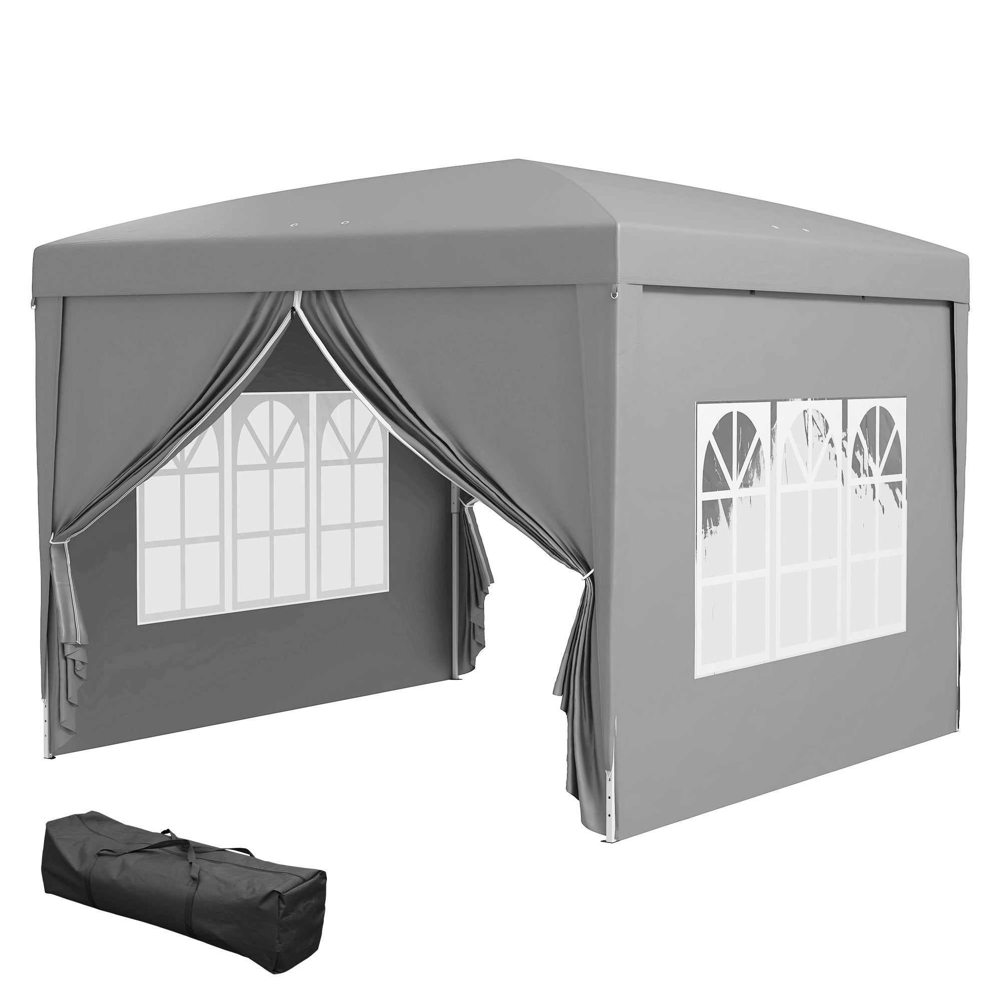 10'x10' Outdoor Pop Up Party Tent Wedding Gazebo Canopy with Carrying Bag (Light Grey)