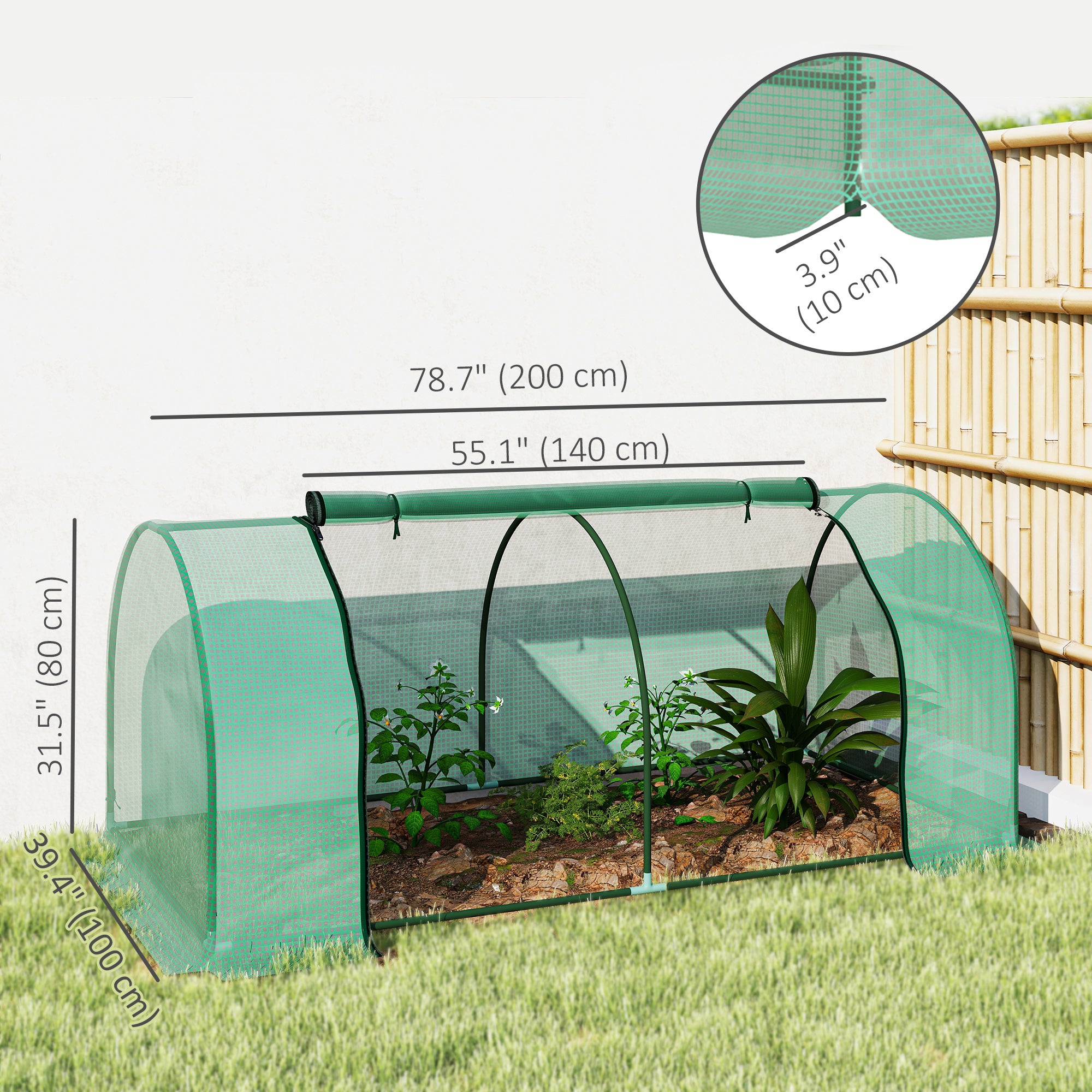 Mini Greenhouse Portable Hot House for Plants with Zippered Doors for Outdoor, Indoor, 79" x 39" x 32", Green
