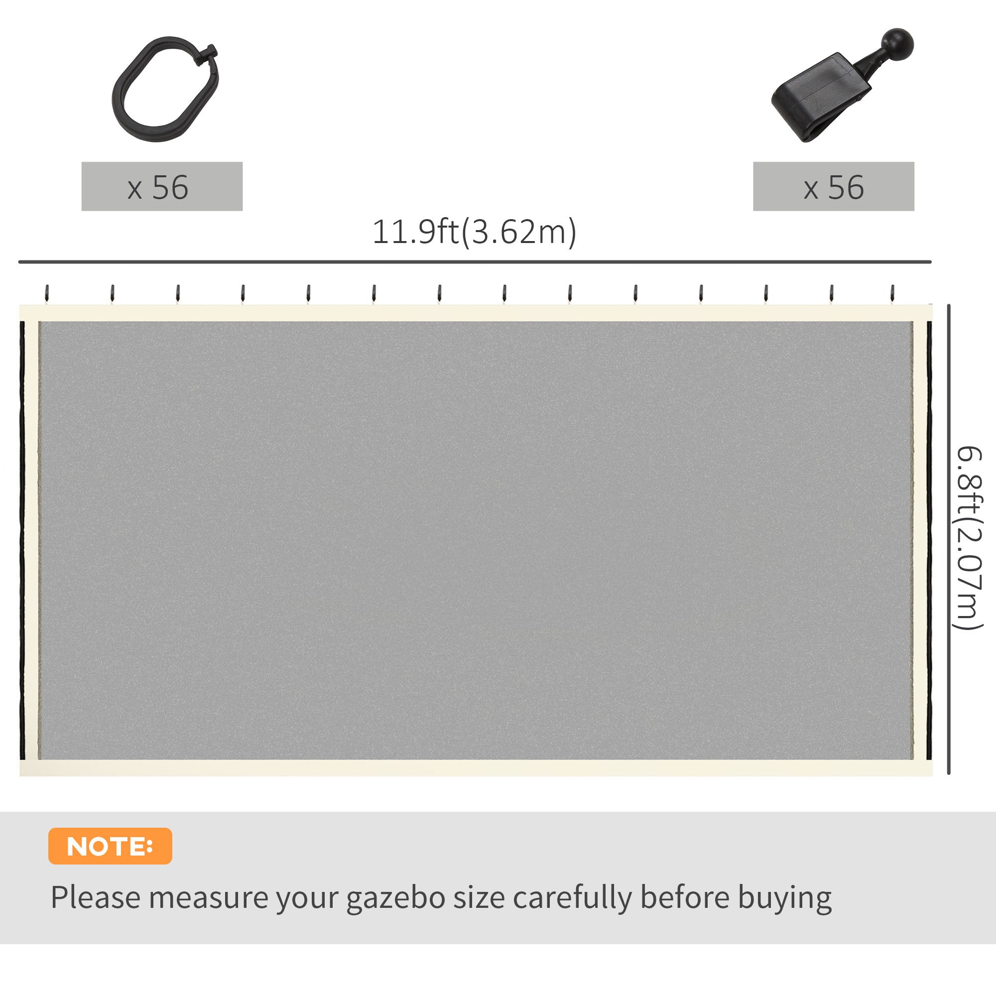 Replacement Mosquito Netting for Gazebo 12' x 12' Black Screen Walls for Canopy with Zippers for Parties and Outdoor Activities, Cream White