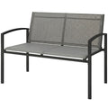 Outdoor Garden Bench, 44 in Metal Patio Garden Park Bench with Breathable Mesh Fabric, 528 lb Load Capacity, Grey