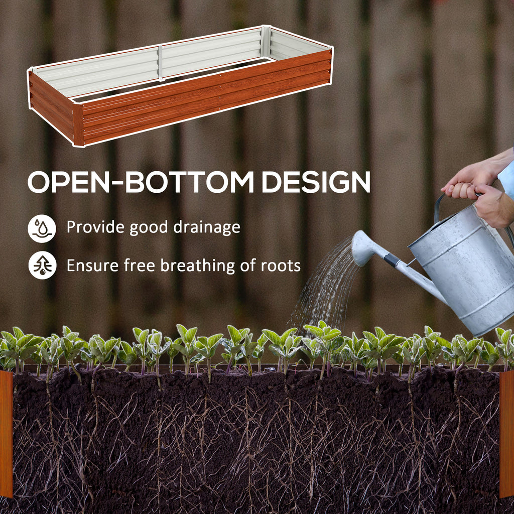8 x 3 x 1ft Galvanized Raised Garden Bed, Reinforced Outdoor Planter Box with Open Bottom, Brown