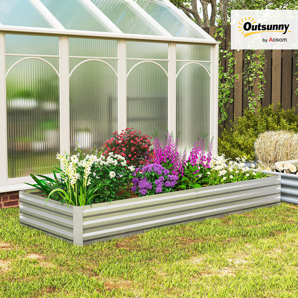 95" x 36" x 12" Galvanized Raised Garden Bed, Metal Elevated Planter Box for Growing Flowers, Herbs, Succulents, Silver