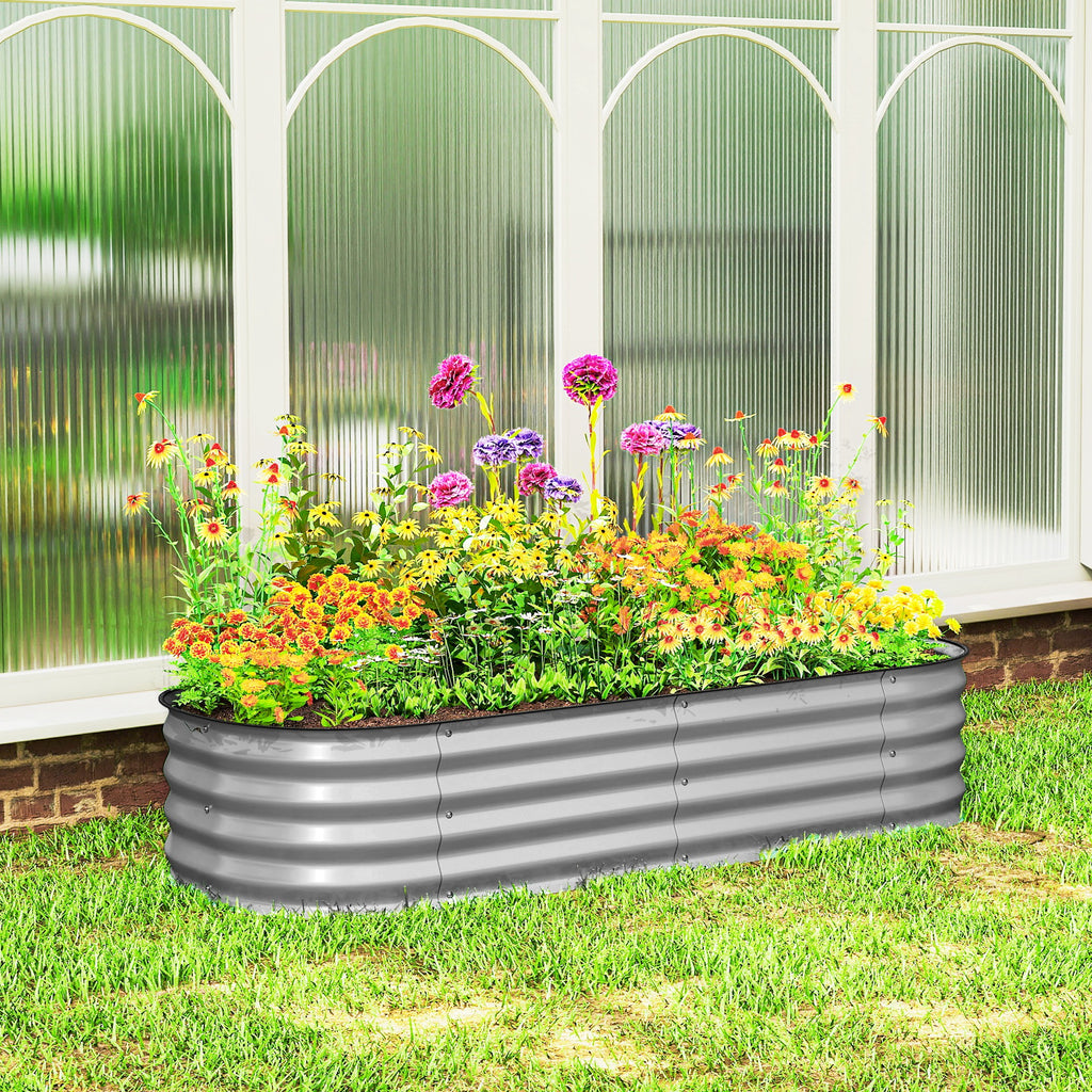 4.9 x 2 x 1ft Galvanized Raised Garden Bed Kit, Metal Planter Box with Safety Edging, Silver