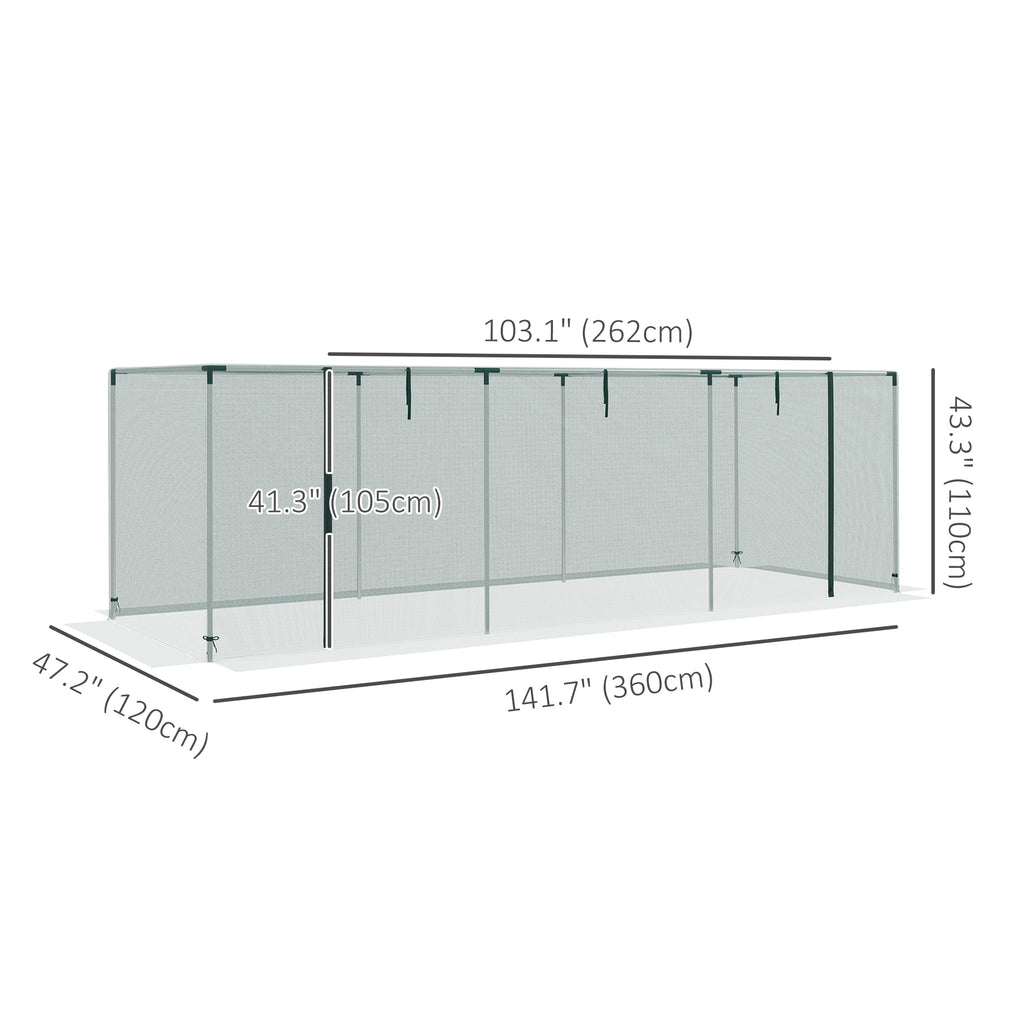 Galvanized Steel Crop Cage, Plant Protection Tent with Zippered Door, 12' x 4', Green