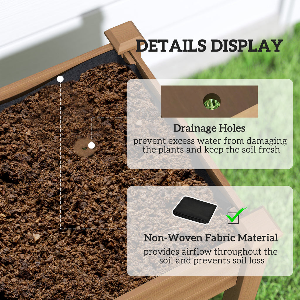 Raised Garden Bed with PE Greenhouse Cover Outdoor Elevated Wood Planter Box for Herbs and Vegetables Brown