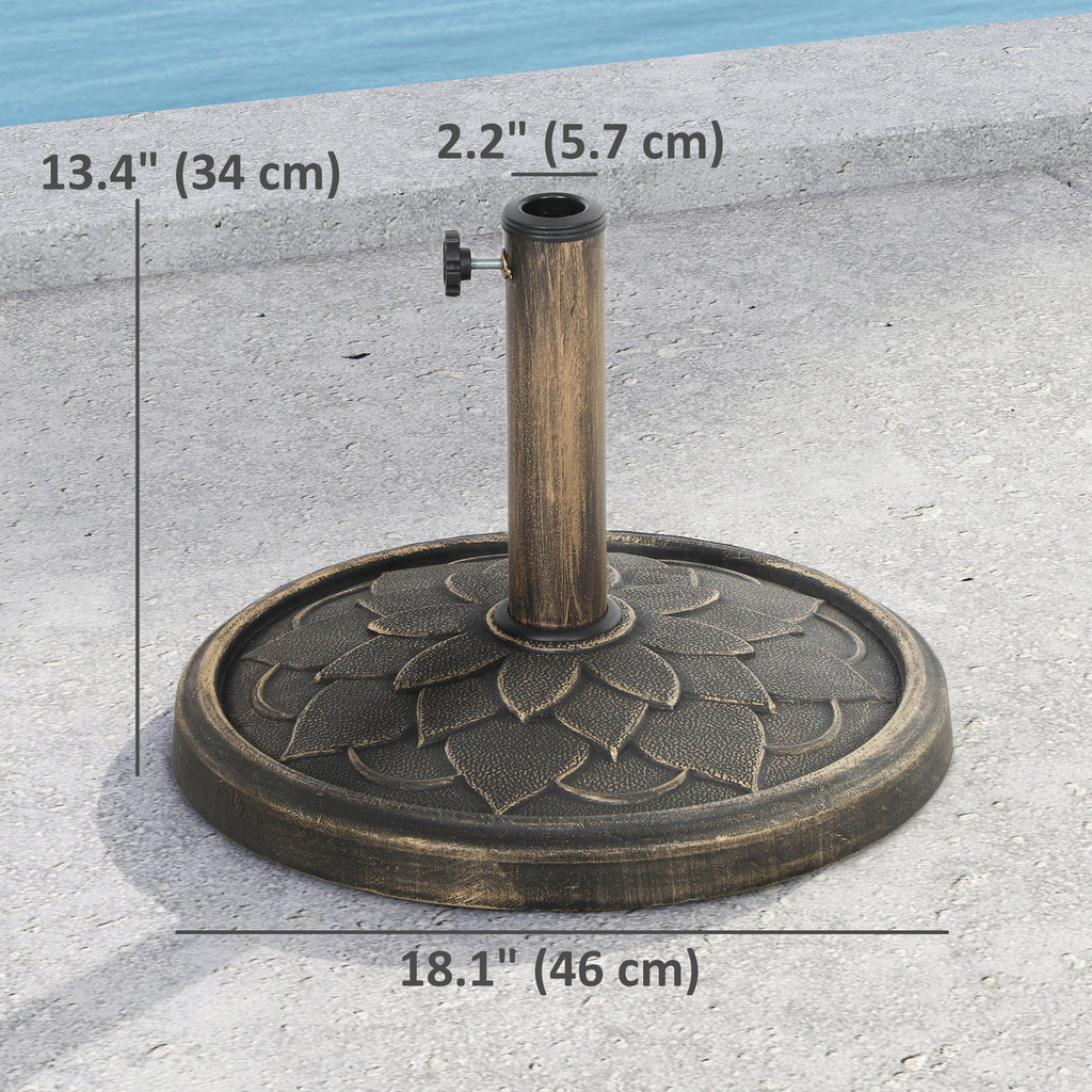 Round Patio Umbrella Base, 26 lbs Resin Umbrella Stand Base, Heavy Duty Patio Umbrella Holder, Bronze