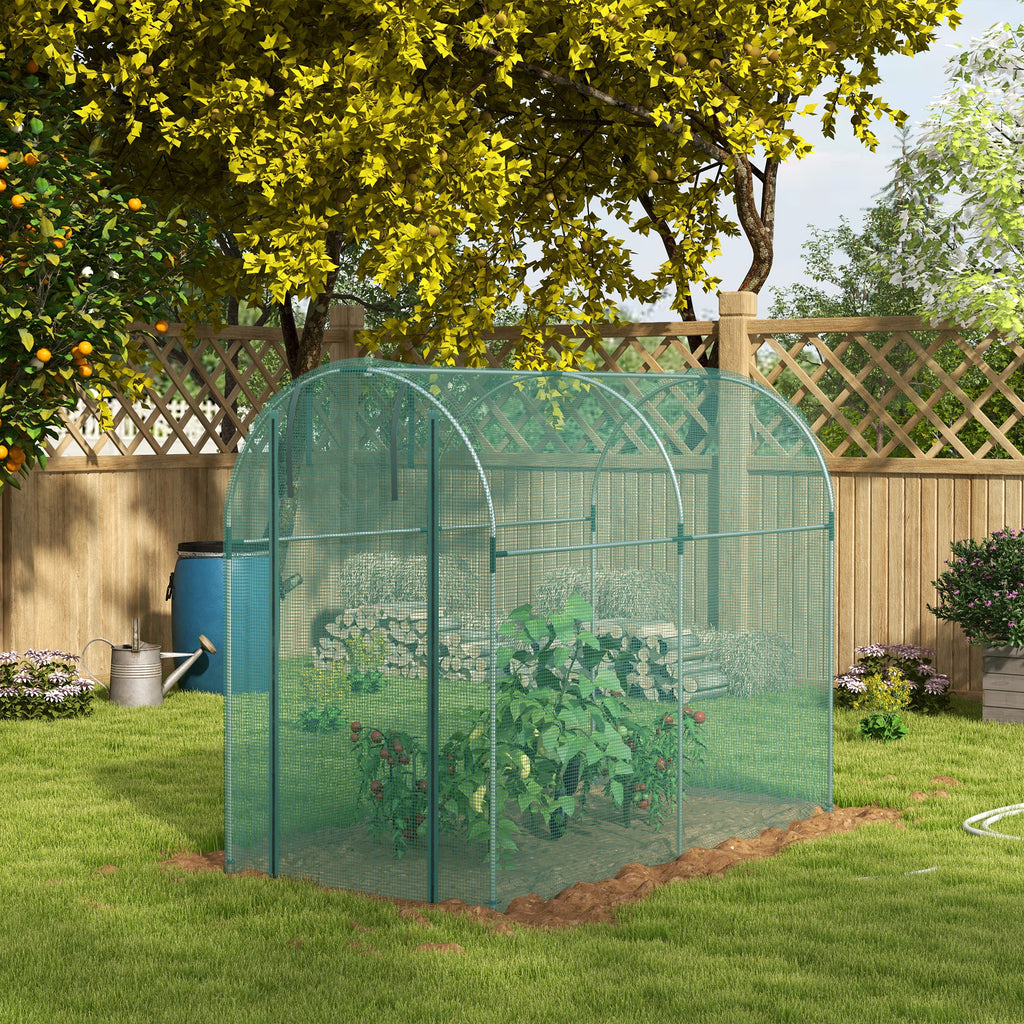 Galvanized Steel Crop Cage, Plant Protection Tent with Zippered Door, 4' x 8', Green