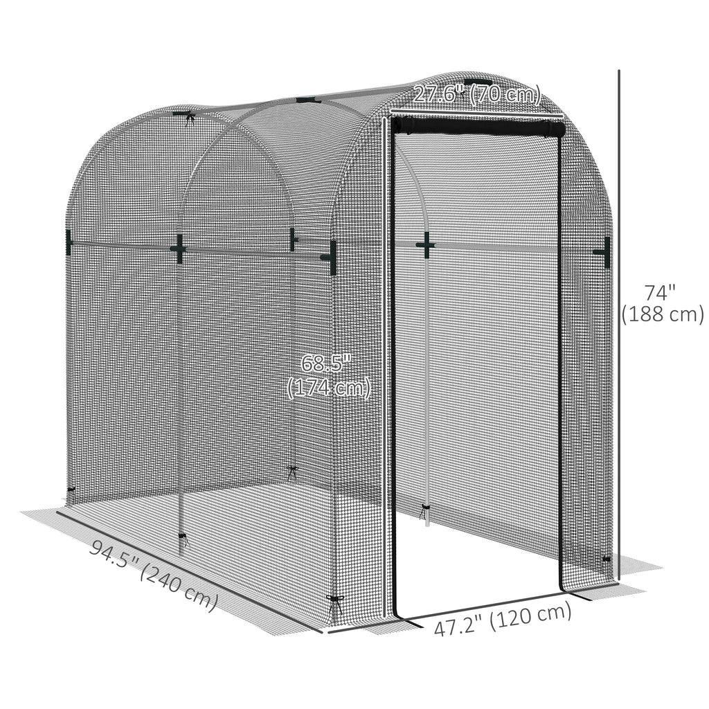 Galvanized Steel Crop Cage, Plant Protection Tent with Zippered Door, 4' x 8', Black